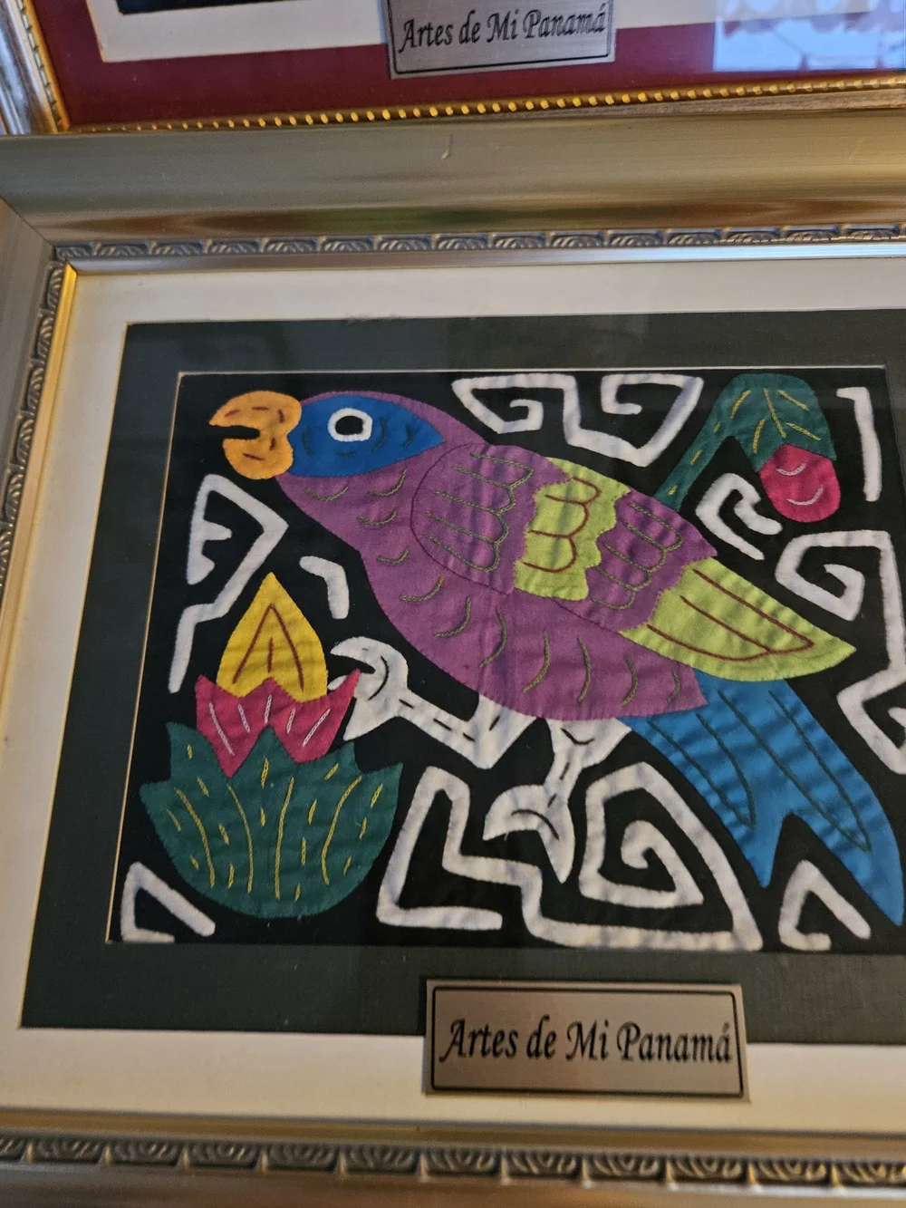 Set of 2 Framed Authentic Panamanian Mola Textile Art - Artes de Mi Panamá